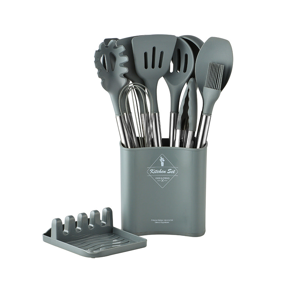 Premium 13-Piece Silicone Kitchen Utensil Set with Steel Handles