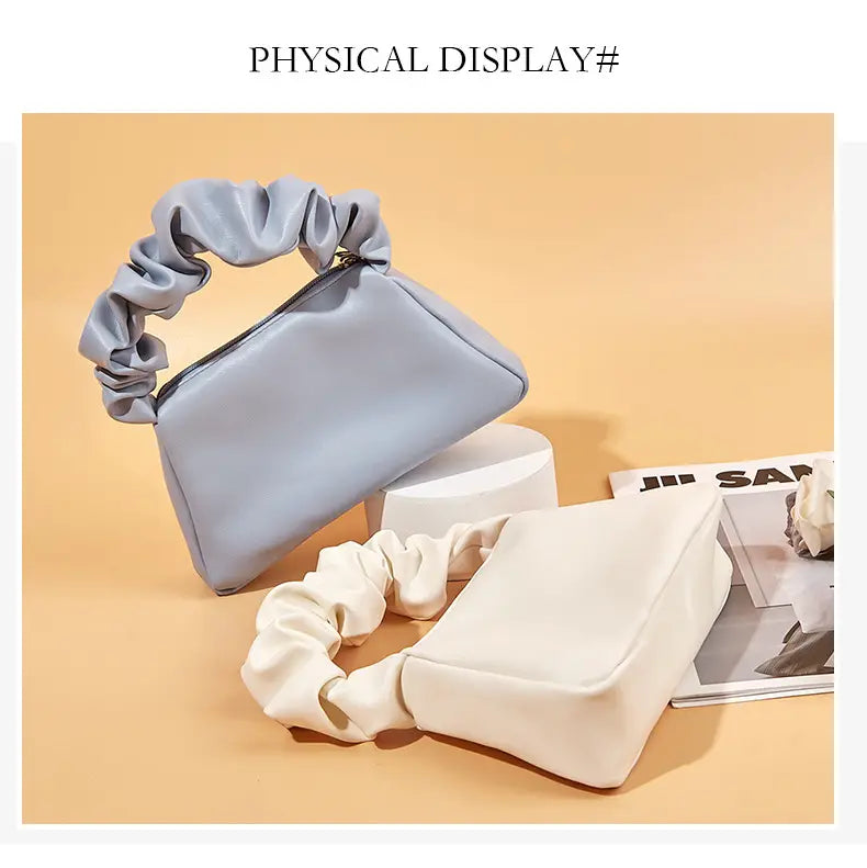 Portable Leather Cosmetic Bag with Handle
