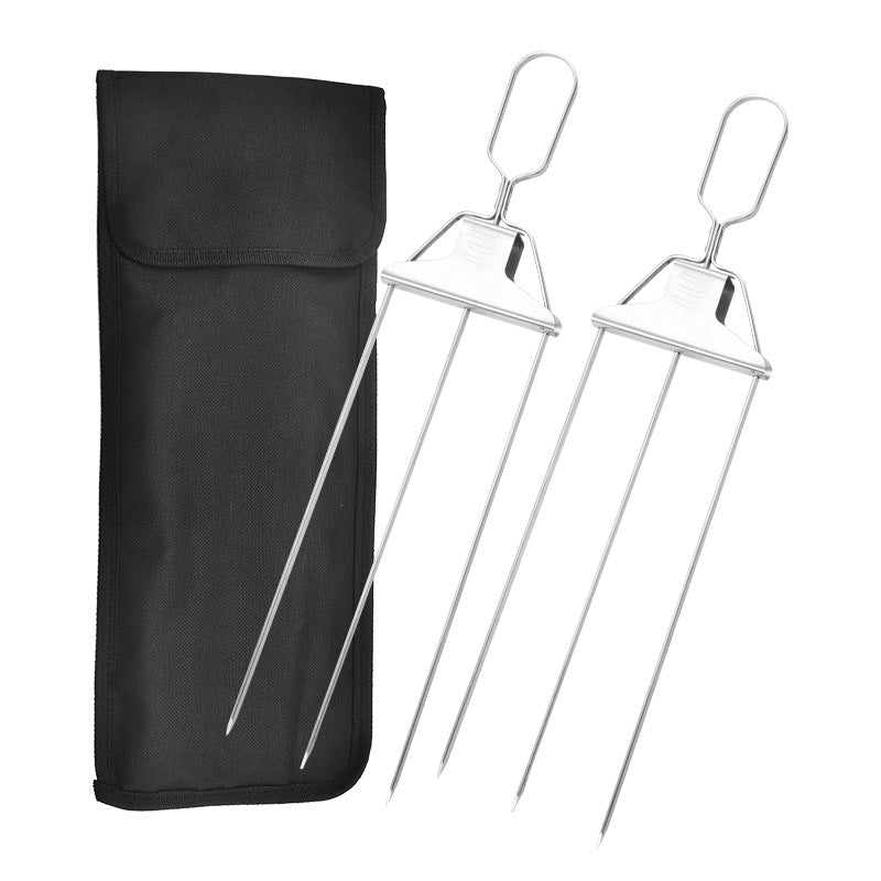 Three-Prong Stainless Steel Skewer with Slide-Off Pusher