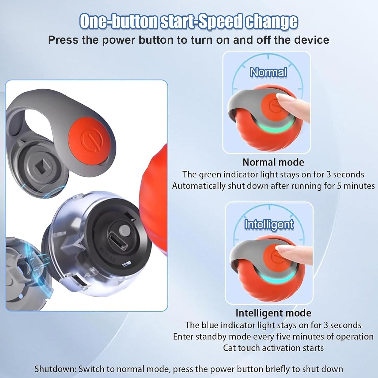 Speedy Tail Interactive Cat Toy - Dual Speed Motion Ball