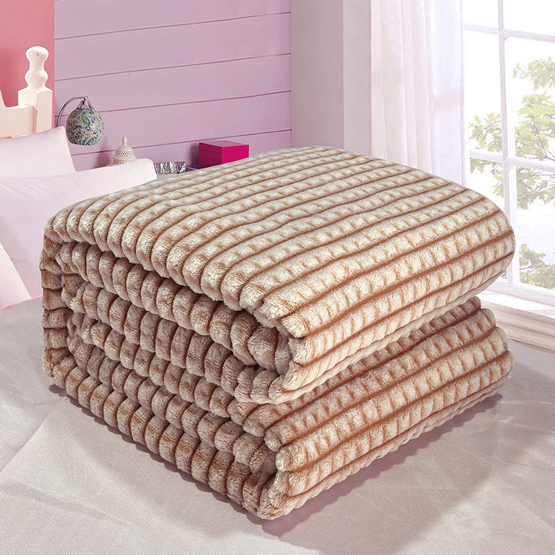 Waffle-Knit Coral Fleece Throw Blanket in khaki