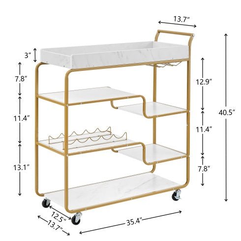 6-Tier Luxury Bar Cart with Wine Rack - WowStore.live