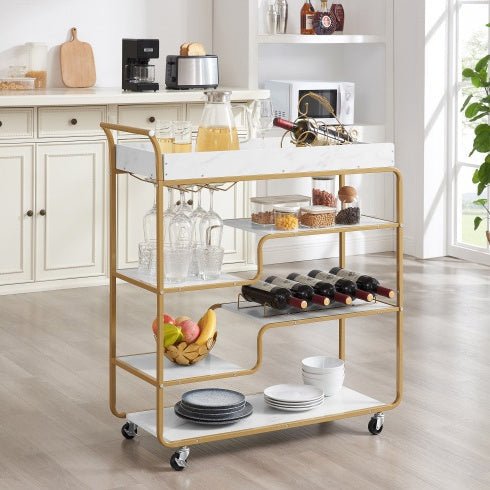 6-Tier Luxury Bar Cart with Wine Rack - WowStore.live