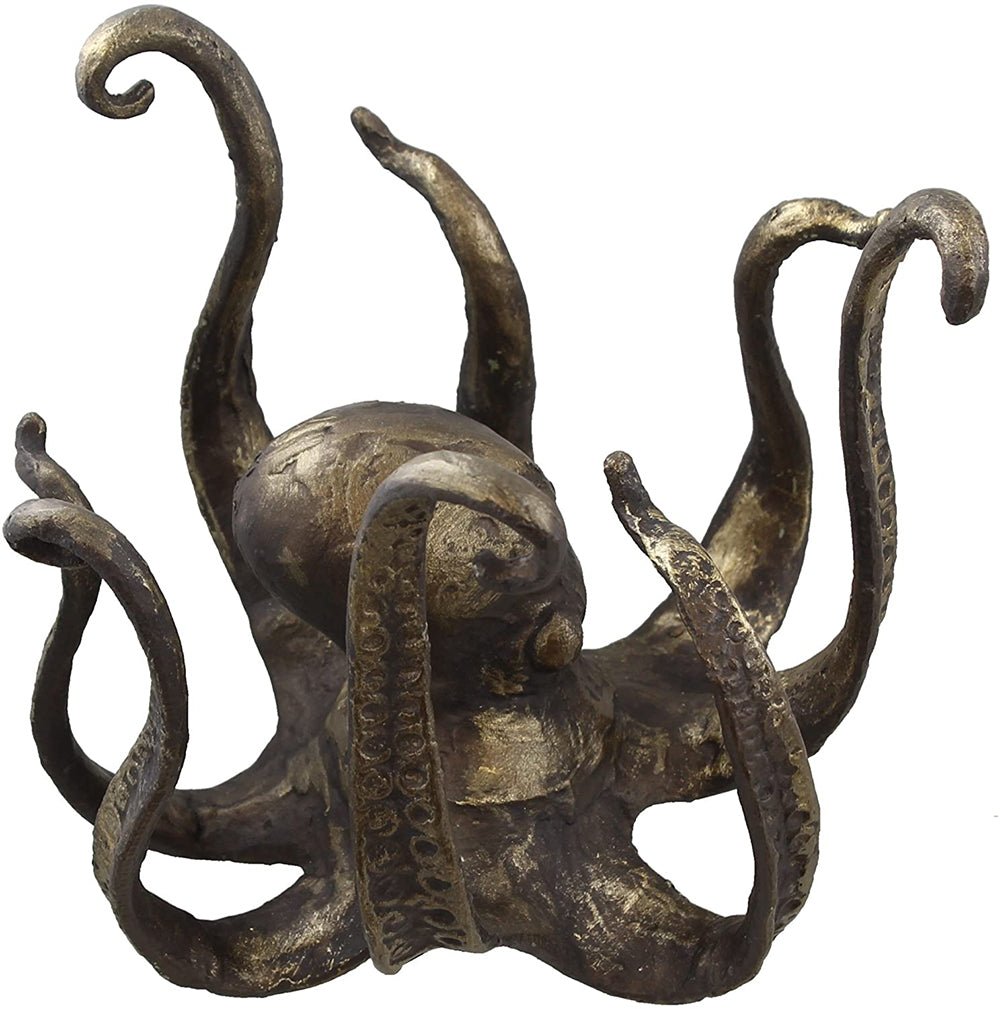 Bronze-look resin octopus cup holder, top view against a white background