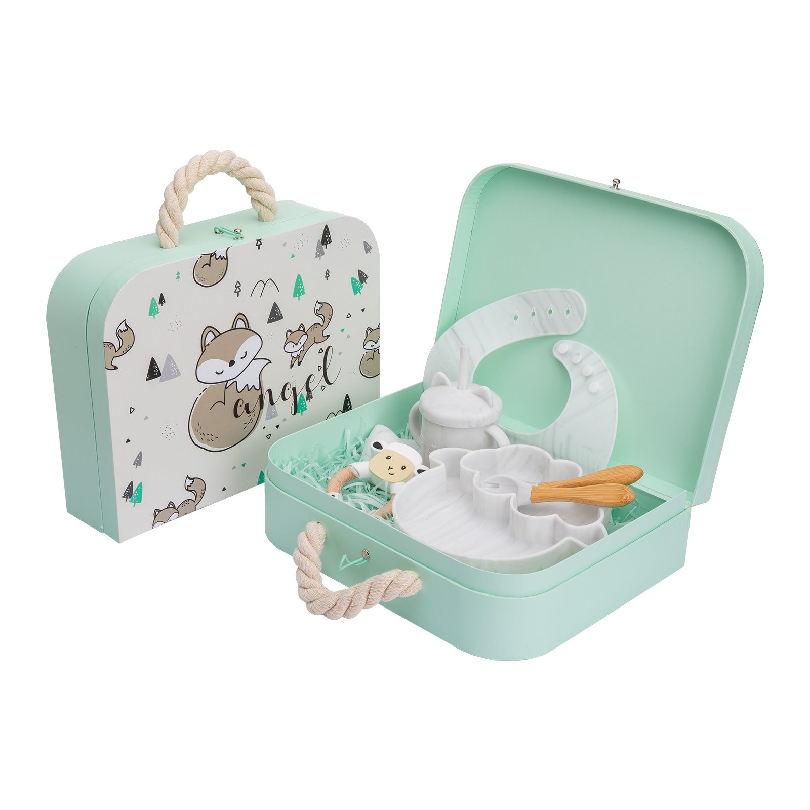 Premium Silicone Baby Feeding Set with Bamboo Accessories