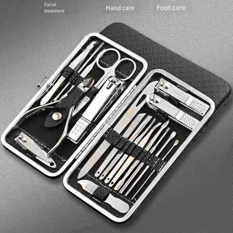 Professional Manicure & Pedicure Tool Set - 19 Pieces