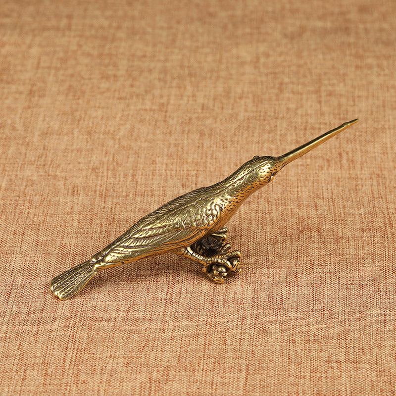 Brass-Tone Kingfisher Bird Ornament