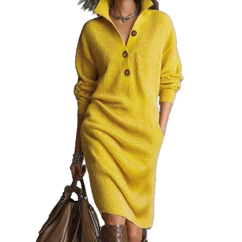 Collared Knit Sweater Dress