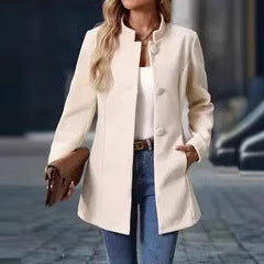 Stand-Collar Single-Breasted Short Coat