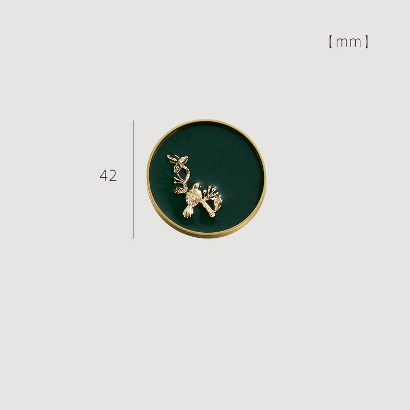 Enamelled Drawer Knob with Gold-Tone Rim, 32 or 42 mm
