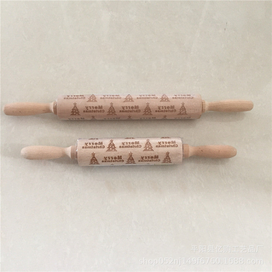 Artisan Christmas Engraved Wooden Rolling Pin