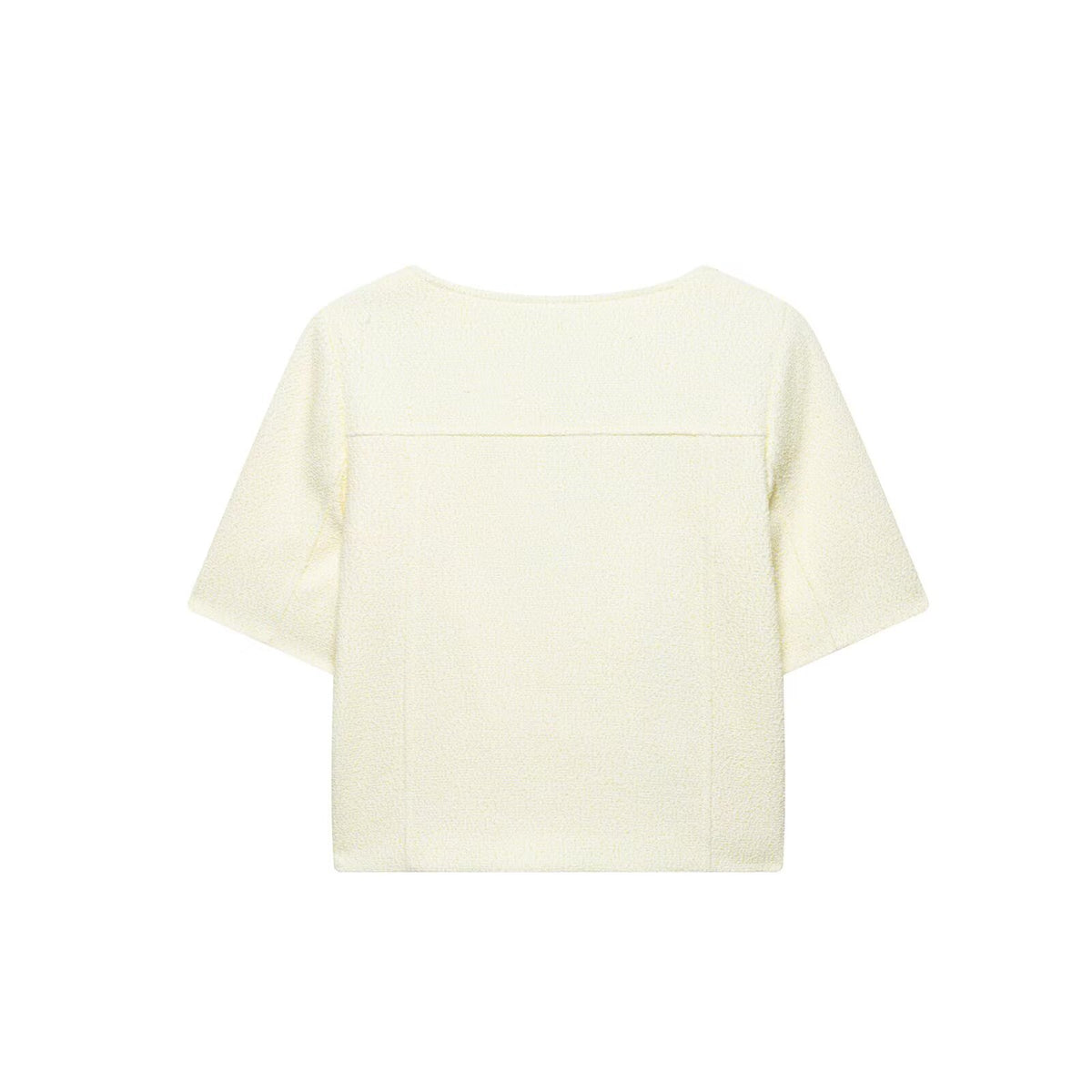 Cream Double-Breasted Cropped Jacket and Matching Shorts