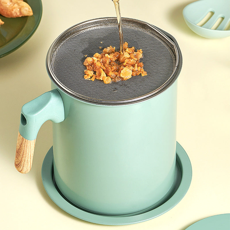 Japanese Oil Filter Pot with Semi-Wood Grain Handle