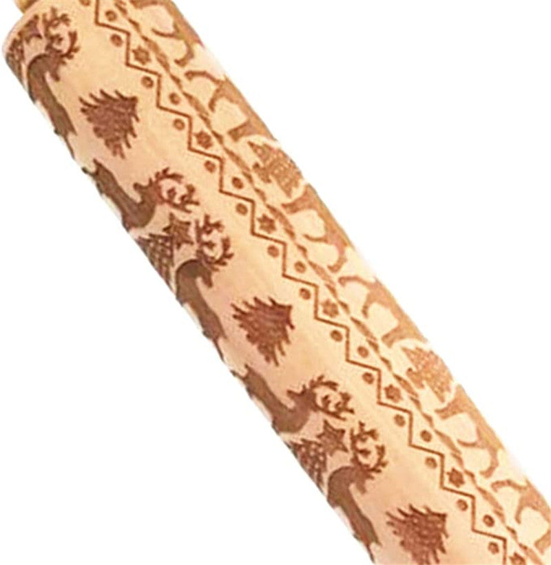 Artisan Christmas Engraved Wooden Rolling Pin