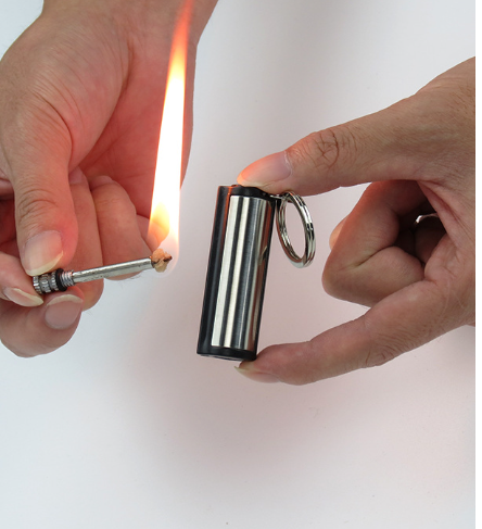 Brushed Stainless Steel Cylinder Keychain Lighter