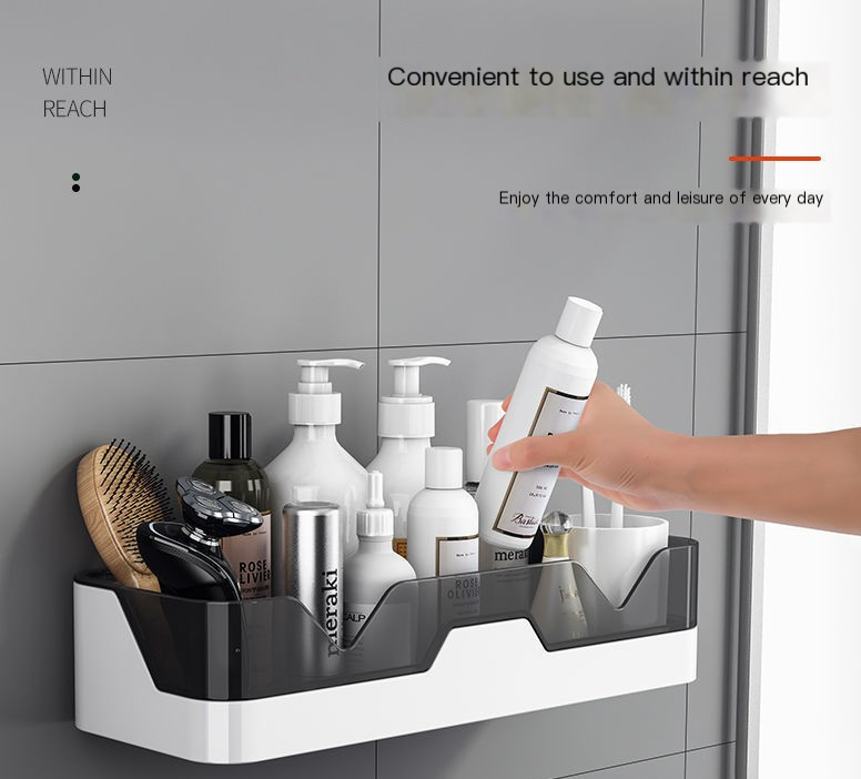 Bathroom Wall Storage Rack - No-Drill Suction Cup Design