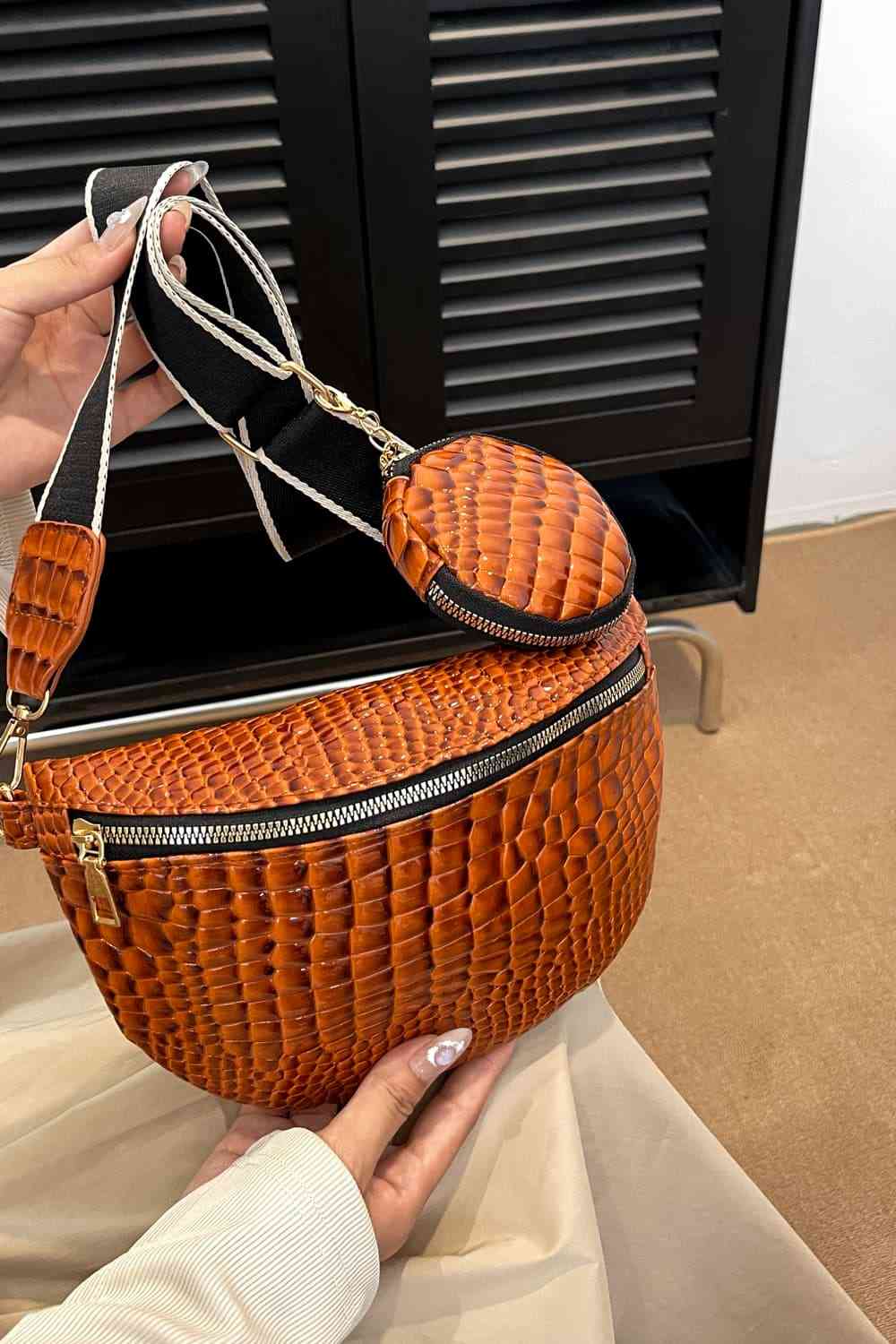 Ella Crocodile Sling Bag with Coin Purse