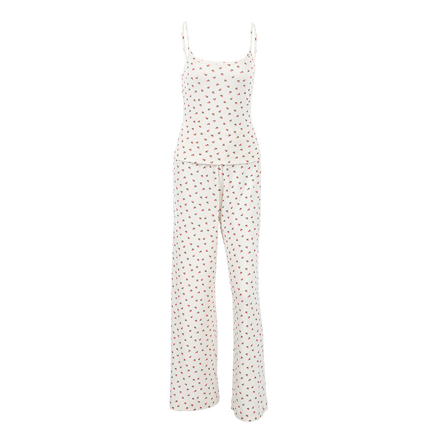 Floral-Print Cami Top and Wide-Leg Trousers Set