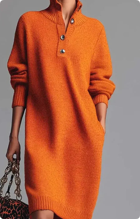 Collared Knit Sweater Dress