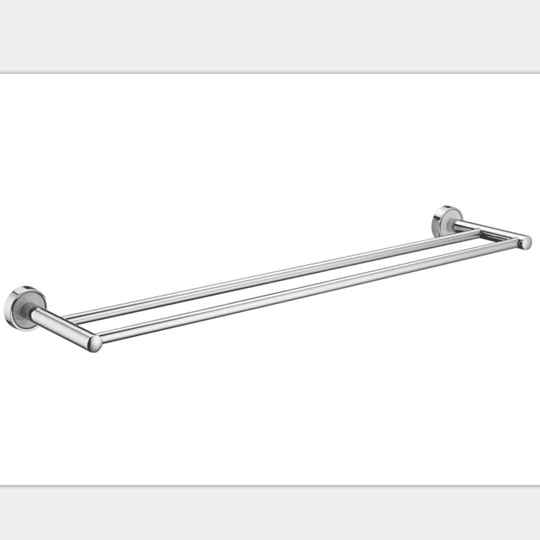 Double towel bar, brushed silver, 60 cm, front view against white background
