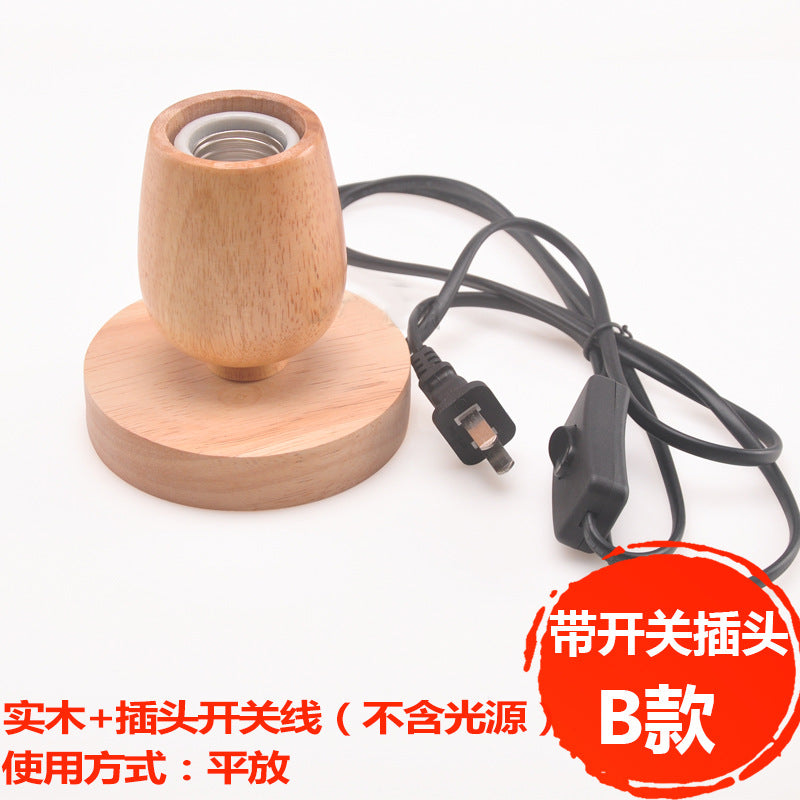 Minimalist Wooden E27 Lamp Base with Switch