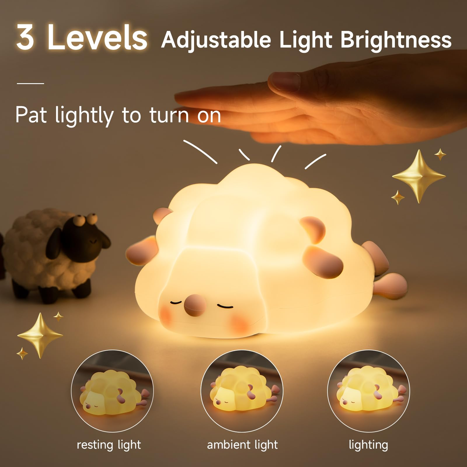 Silicone Sheep Night Light - Dimmable & Rechargeable