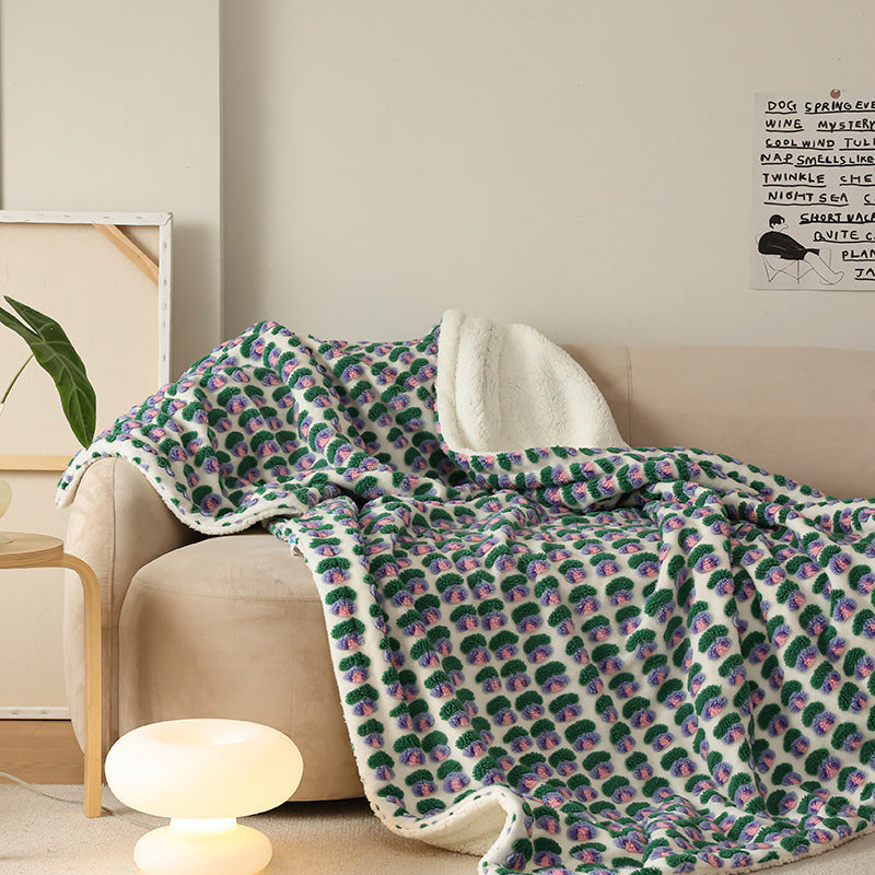 Double-Layer Tufted Flower Blanket in tulip