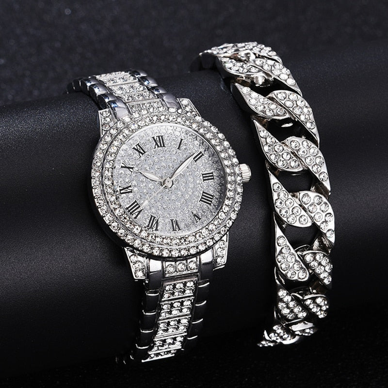 Diamond Crystal Luxe Watch & Bracelet Set