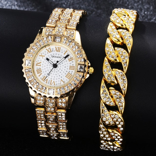 Diamond Crystal Luxe Watch & Bracelet Set