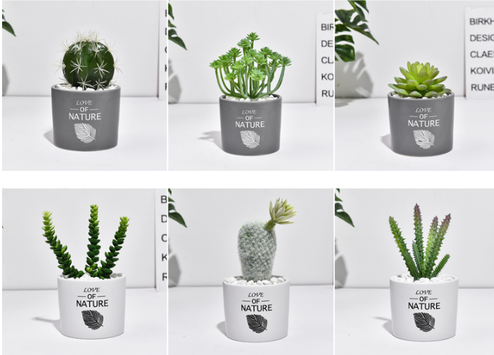 Mini Cactus Ceramic Faux Plant - Nordic Green