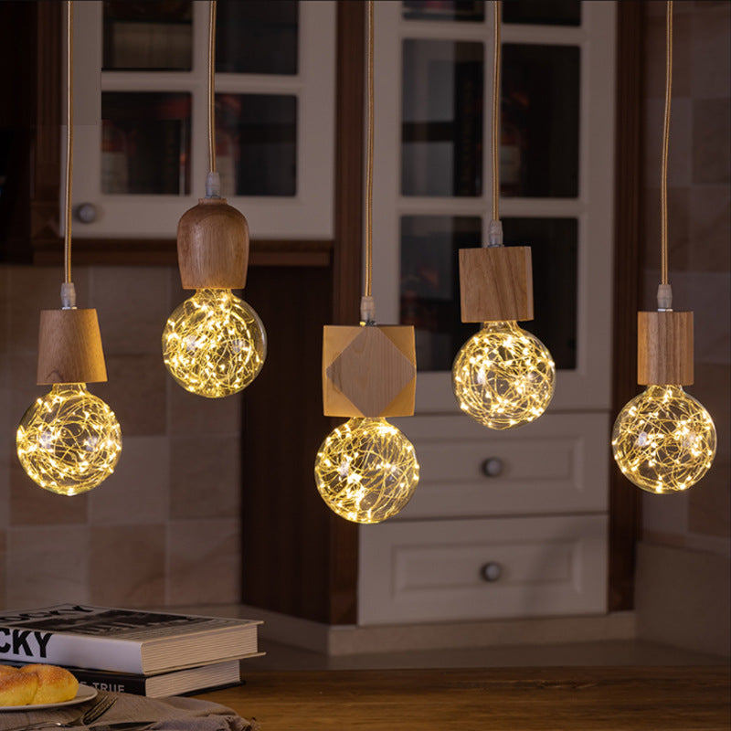 Minimalist Wooden E27 Lamp Base with Switch