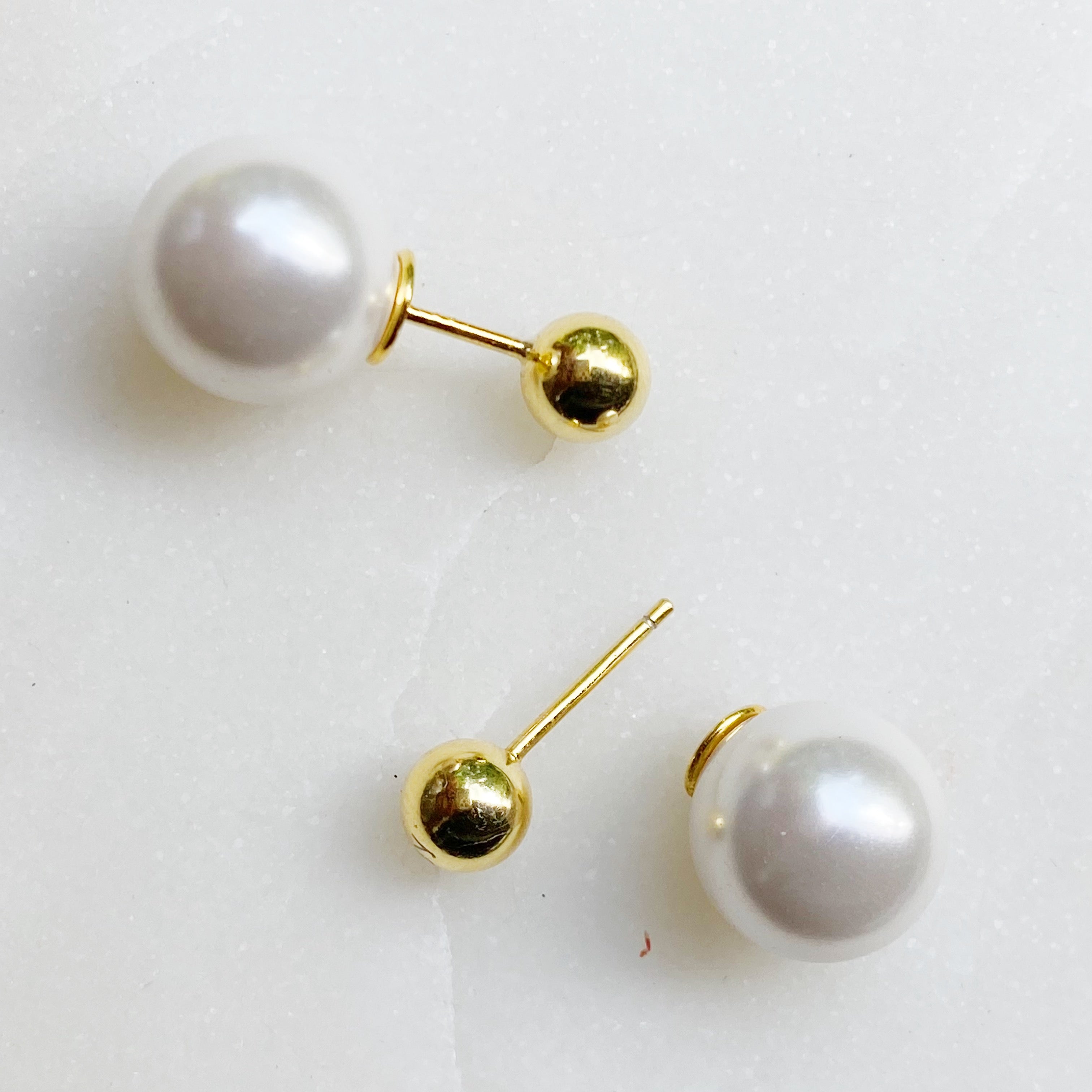 Pearl Ball Reversible Sterling Silver Earrings