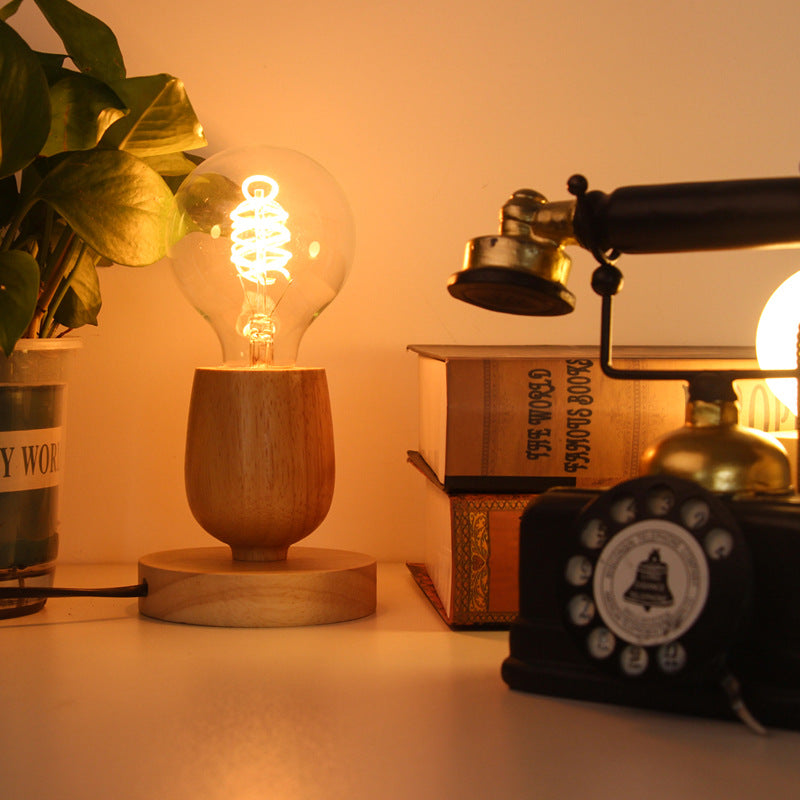 Minimalist Wooden E27 Lamp Base with Switch