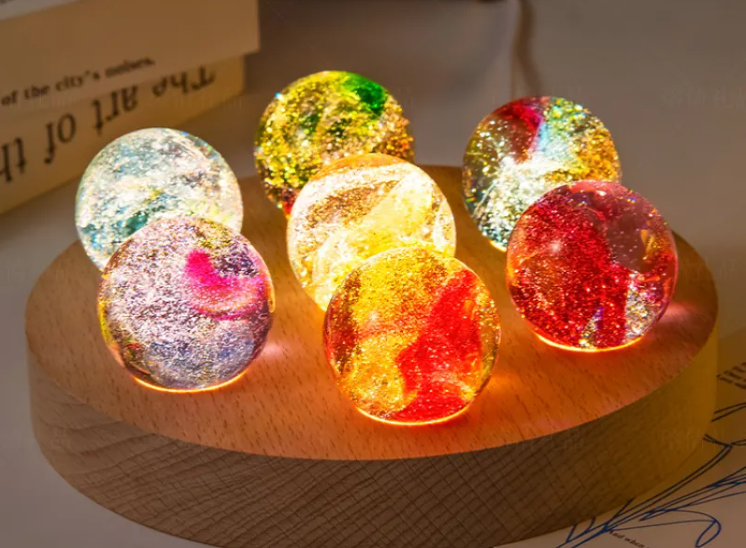 Luminous Crystal Ball with Colored Glaze