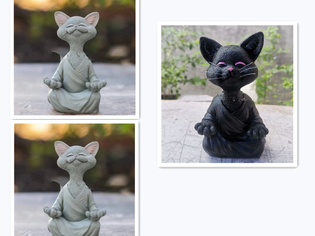 Meditating Cat Figurine