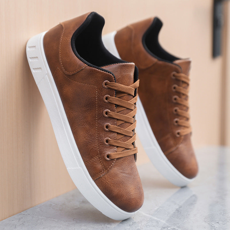 Men's Faux-Leather Lace-Up Sneakers