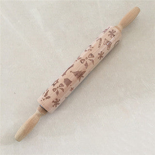 Artisan Christmas Engraved Wooden Rolling Pin