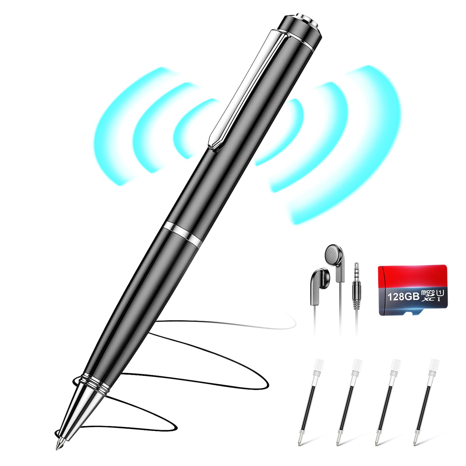 Professional Digital Voice Recorder 128GB with AI Noise Reduction