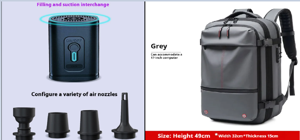 Wireless Vacuum Compression Storage System with Travel Backpack