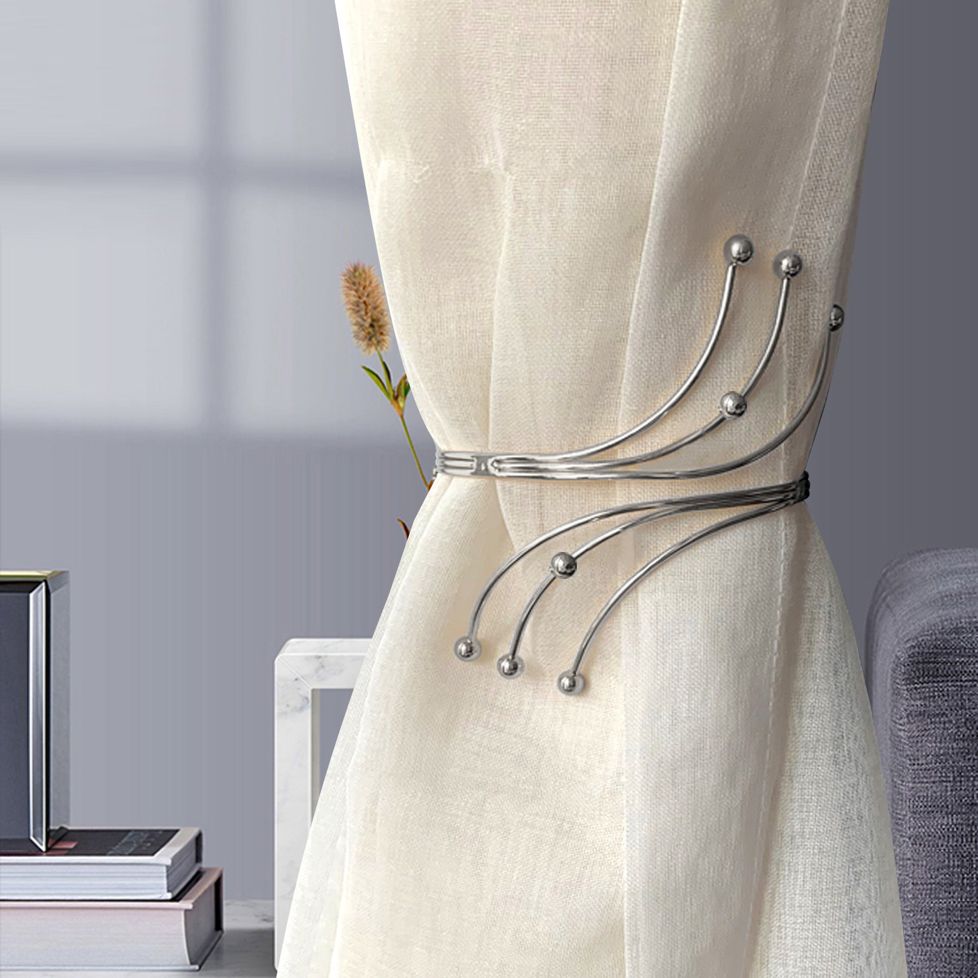 Minimalist Metal Curtain Holdbacks - Gold & Silver