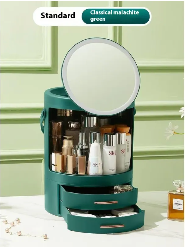 Cosmetics Storage Box with Mirror and LED Light