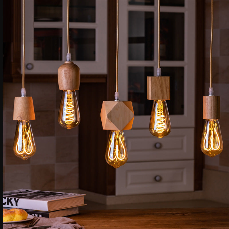 Minimalist Wooden E27 Lamp Base with Switch