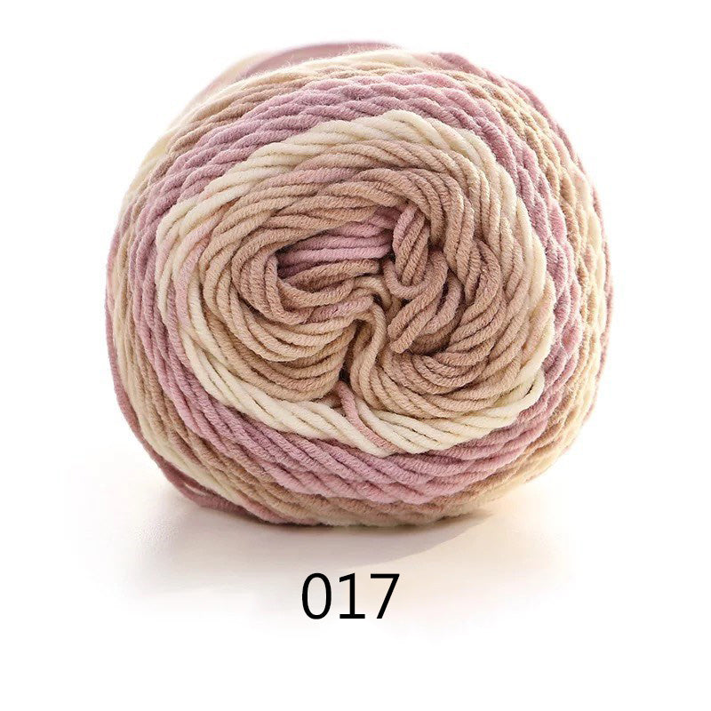 Gradient cotton-blend knitting yarn ball, colourway 017, beige and pink swirl pattern
