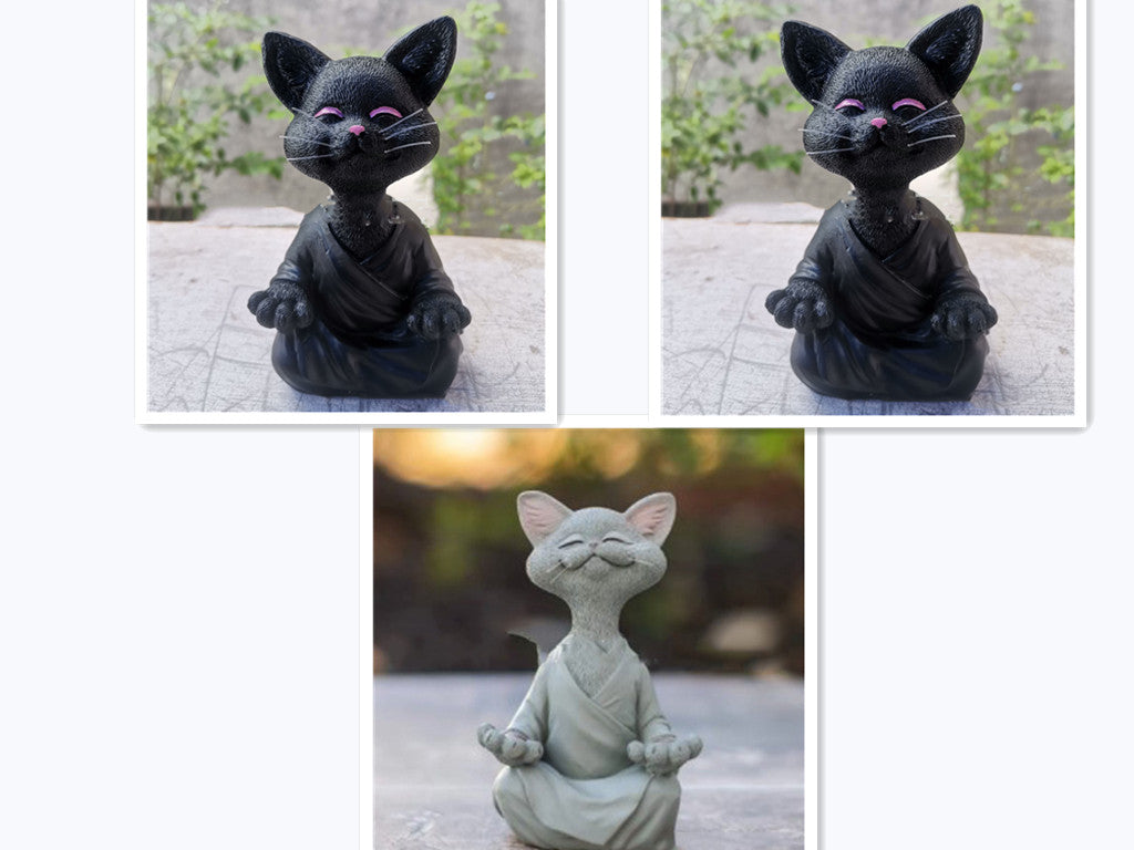 Meditating Cat Figurine