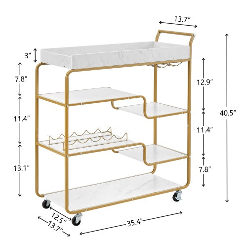 6-Tier Luxury Bar Cart with Wine Rack