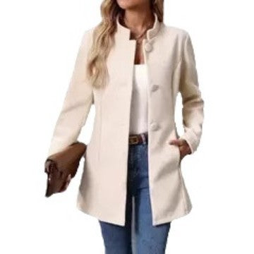 Stand-Collar Single-Breasted Short Coat