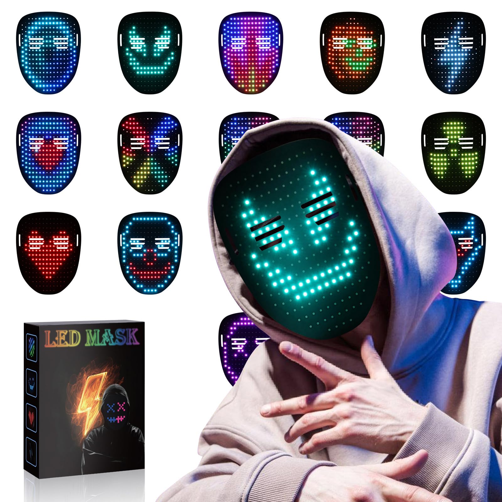 Rechargeable RGB LED Face Mask
