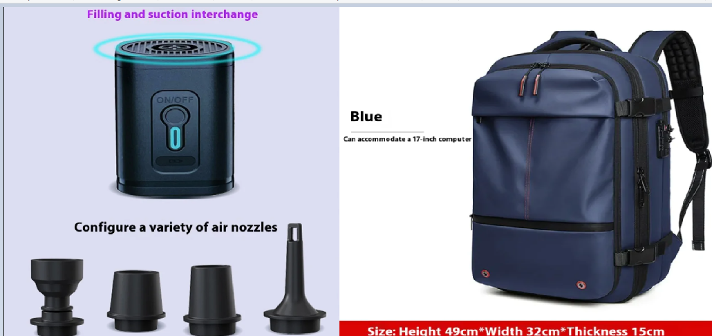 Wireless Vacuum Compression Storage System with Travel Backpack