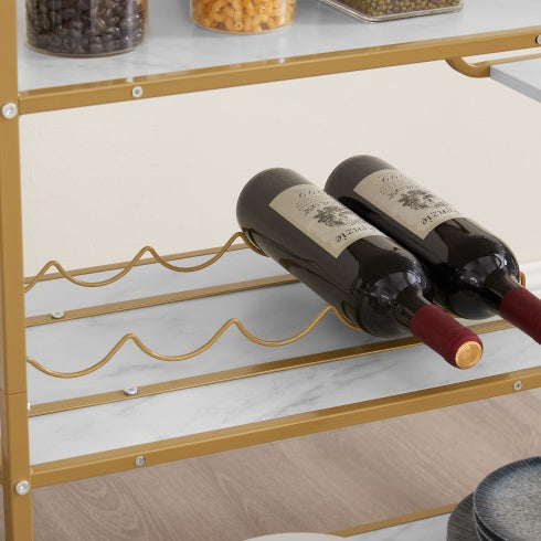 6-Tier Luxury Bar Cart with Wine Rack