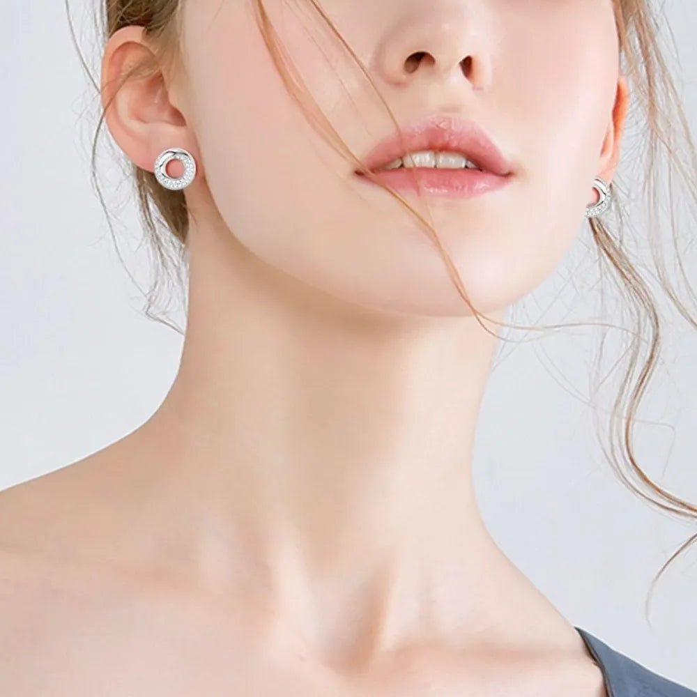 925 Sterling Silver Inlaid Moissanite Stud Earrings - Wow Store
